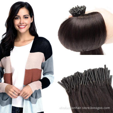 Wholesale No shedding and tangle straight double drawn pre bonded i tip Hair Remy human I tip hair Stick I tip Hair Extension